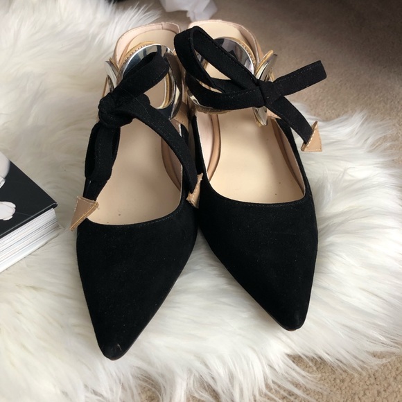 Leather Suede Bow Tie Mid Heel - Picture 5 of 8